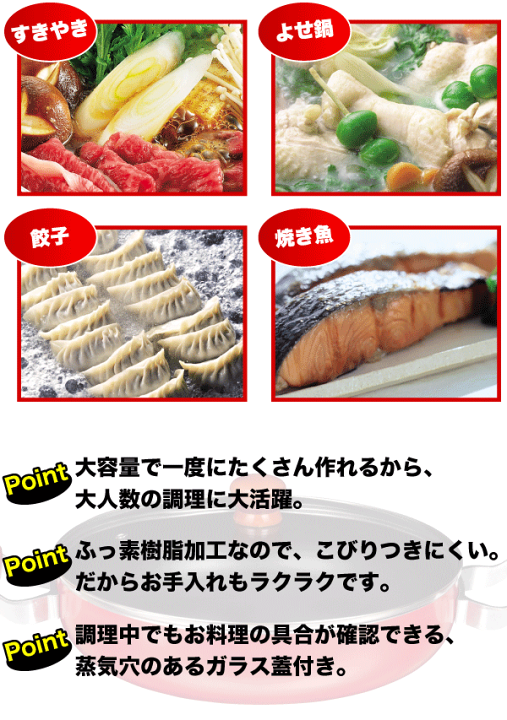 送料無料 一度にたっぷり作れるメガサイズ! お手入れ簡単 ふっ素加工 大型鍋 浅型 30cm 4.5L 大人数サイズ IH対応 ガス火対応 ガラス蓋付き 両手鍋 ビッグサイズ パール金属 【HB-890】【CP】 グットライフショップ 一度にたっぷり作れる14Lのメガサイズ! お手入れ簡単 ふっ素加工 大型鍋 32cm 14L 大人数サイズ IH対応 ガス火対応 ガラス蓋付き 深型 両手鍋 ビッグサイズ メガサイズ IHガラス蓋付 大型鍋 32cm パール金属