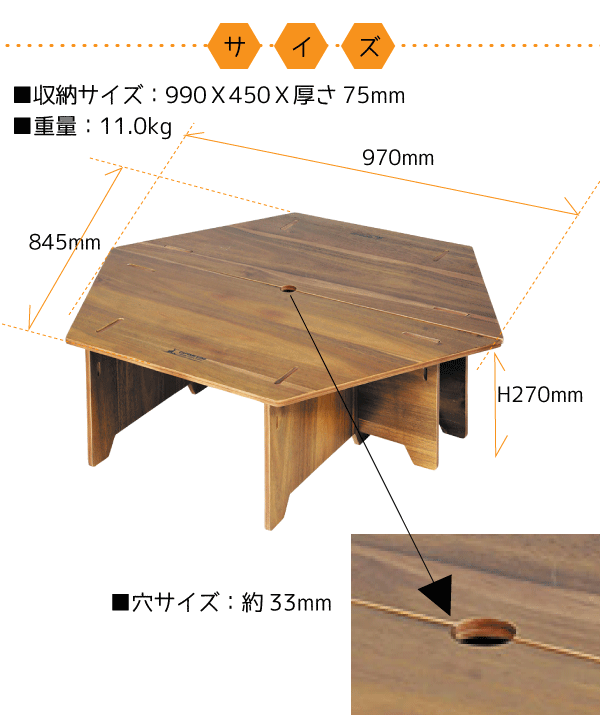 アウトドア テーブル/チェア 楽天市場】【送料無料】組合せて使える 木製 ヘキサセンターテーブル 