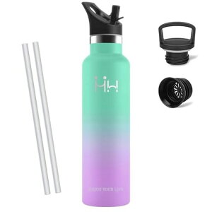 Neofis水筒1リットル炭酸対応ステンレスボトル真空断熱保冷保温広口洗いやすい水筒ストロー2種類の蓋付き軽量グラデーションデザイン二重構造女の子男の子持ち運びスポーツアウトドア