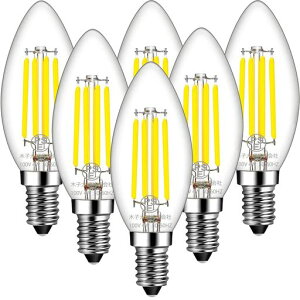 Acidea �t�B�������g�d�� 6���� C35 E12���� LED�d�� 4W ���M�d��40W�`���� �V�����f���A�d�� �ȃG�l ������ �G���W���d�� 557LM 4000K �����F ���P�x �����F �X�C�^�d�� �񒲌� �N���A�^�C�v �d���c