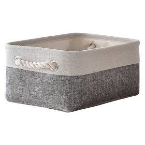 TheWarmHomeかごバスケット収納かご30cmx20cmx13cmカゴ引き出し収納収納ボックス綿麻製布製コンパクトデスク収納玄関収納おもちゃ収納折り畳む式おしゃれなインテリア雑貨高耐久性ハンドル…