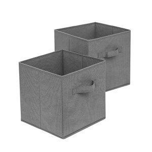 2個パック引き出し収納ボックス取っ手付き折りたたみ式組み立て簡単コンパクト小物入れ雑貨収納衣類おもちゃクローゼット車用収納オフィス収納しゃれなインテリア雑貨(灰色2)