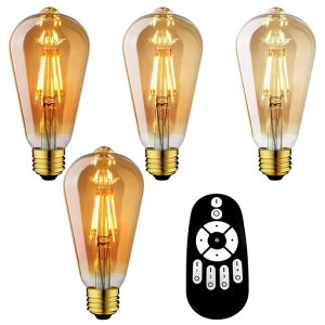 UEWITLED電球6個セットエジソン電球E26口金600LM6W(60W形相当)リモコン付き透明全方向タイプ高輝度led照明無段階調光常夜灯昼光色昼白色電球色広配光タイプLED電球付き天井照明角度調節可能