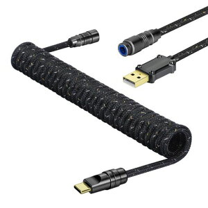 ATTACK SHARK C05 �L�[�{�[�h�R�C���P�[�u�� USB�P�[�u�� �f�[�^���C�� Type-C �X�p�C�����R�C�� �����]�� ���E���X�v�����O���C���[ 4���������ߍ��݃R�l�N�^�[ �A�b�v�O���[�h���^�R�l�N�^�[ �c