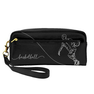 Patsminペンケース筆箱ペンポーチ大容量ペンバッグツールバッグ部品袋化粧品バッグ化粧ポーチ高校生男子女子おしゃれかわいい大容量収納小物入れ中学生小学生(バスケットボール黒クール)