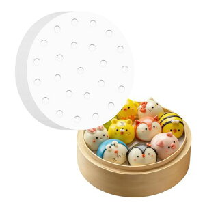 ecooeせいろ蒸しシート直径18.5cm100枚入り使い捨て丸型蒸し器紙外径20-21cmの蒸し器に適合ノンスティックせいろ用クッキングシート竹蒸し器、蒸しトレーに適しています