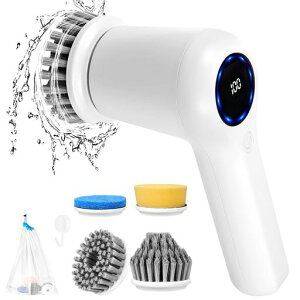 電動お掃除ブラシバスポリッシャーお風呂掃除ブラシ二つモードターボプロブラシデッキブラシLED電力表示USBC充電式お風呂台所トイレ窓ガラス床などに適用低騒音IPX7防水90-120分長時間連…