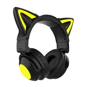 Absdefenヘッドホン猫耳イヤホンヘッドセット可愛いゲーミングヘッドセットネコ耳ヘッドフォンBluetooth5.0有線無線両用3.5mm伸縮式折り畳み式軽量マイク付きLEDライト7色自由変換USBポート搭載