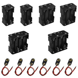 WMYCONGCONG単3電池ボックス(AA形)用x4本6本8本用両面電池ホルダー1.5V単3バッテリーホルダーバッテリースナップとリード線と付き6個セット