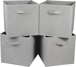 BOMKEE折りたたみ収納ボックス幅約30奥行30高さ30(センチ)整理箱衣類雑誌小物おもちゃマンガ絵本収納ケース大サイズ(ライトグレー)(4個セット)