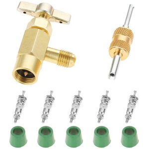 スプールキットR134aテーパーバルブMACクイックカプラーカーエアコン用ガスチャージ用テーパーバル1/2”SAE冷媒栓抜き変換アダプター高圧用低圧用