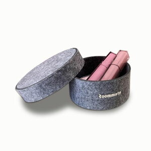 Roommate収納ボックス丸型(11x11x5.5cm)|北欧スタイル小物収納ケースかご取っ手付き卓上収納リモコンケース文房具オフィス玄関キーバスケットトレー化粧品ペン立て灰色