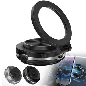 GHDVOPマグネット車載スマホホルダー吸盤真空吸着式スマホホルダー超強力吸着magsafe対応磁気吸盤マグネット超強磁力多角度調整360°回転な台座車用ホルダー折りたたみ式スマホスタンド取…