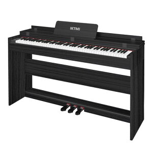 IKTMI電子ピアノ88鍵盤ハンマーアクション鍵盤木製ピアノ88鍵3本ペダル付きアップライトピアノDigitalPiano人気電子ピアノMIDI対応大人子供初心者の練習ブラック