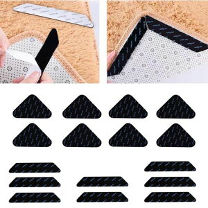 16枚超強力滑り止めマット跡が残らない洗濯後粘度が回復絨毯滑り止めシート大判サイズラグずれ洗濯可能貼るだけ固定できサイズ(三角形90*90mmx8+台形30*180mmx8)