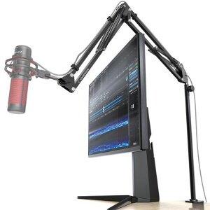 CACENCANM02マイクスタンドマイクアームスタンド卓上デスクアーム式長く高くなる改良型角度高さ調節伸縮折り畳み式コンデンサーマイク用生放送実況配信収録用配線フック・変換ネジ付き…