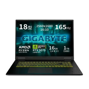 GIGABYTE A18 �Q�[�~���O�m�[�gPC (18�C���`| GeForce RTX 5070 | AMD Ryzen 7 260 | 16GB ������ | 1TB SSD | Windows 11 | 165Hz WQXGA | �p���L�[�{�[�h)