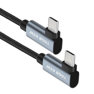 JSER USB-C 10Gbps Type-C �A���O���^�I�X-�I�X �r�f�I4K�Ή� PD 65W�d���P�[�u�� �f���A�����p90�x�R�l�N�^ (200cm)