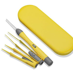 LEDライト付耳かきピンセットUSB充電式みみかき耳掃除鼻くそ取りピンセット耳かきセットライト付耳かき鼻洗浄ピンセット子供/お年寄り/家庭用はっきり見える携帯便利(黄色)