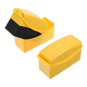 Mobestech自動車用タイヤブラシ洗車ブラシ車用スポンジブラシ2個カバー付きワックススポンジ研磨・ワックス・オイル塗布用カーブラシ車内掃除クリーニングツール黄