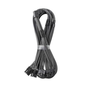 CableMod C-Series Pro ModMesh Sleeved 12VHPWR 90° StealthSense PCI-e Cable for Corsair - Variant A (Carbon, 16-pin to Quad