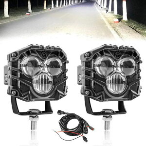 VANCROSERLED作業灯2個12v24vDTワイヤーハーネス付きスーツバイク車用LEDフォグランプ3インチ30W3面発光ホワイト6000Kワークライト車外灯農業機械除雪機集魚灯前照灯各種自動車バイク汎用防水…