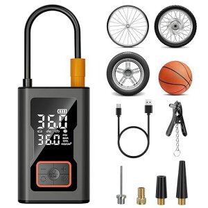 【最新強化型・高?アルミ合金】空気入れ電動自転車電動空気入れバイク車4000mAh大容量最大圧力150PSIエアコンプレッサー小型多機能LCDパネル表示4種単位換算Type-C充電式電動エアーポンプ…