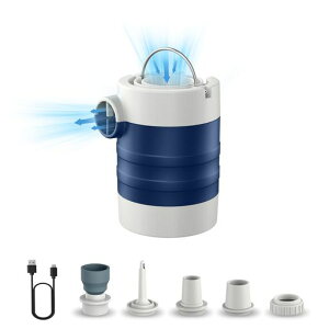 innhomエアーポンプ電動空気入れ3.6Kpa1400mAhキャンプランタン付きUSB充電式空気抜き携帯式電動ポンプうきわプール真空袋ヨガボールエアーベットキャンプブルー