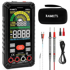 KAIWEETSテスター充電式10000カウント大画面スマートマルチメータデジタル直流/交流電圧抵抗導通電流静電容量ダイオードデューティ比温度測定KM601s