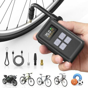 orantronx自転車空気入れ電動最大150PSI対応米式英式仏式全バルブ対応気圧表示自動停止急速充填携帯電動ポンプLEDライト付きTypeC充電式空気入れ自転車超コンパクト