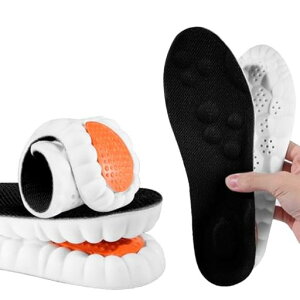 インソール柔らか素材ふわふわ衝撃吸収かかと土踏まず保護立ち仕事スポーツ日常生活通気シューズ靴中敷き(ブラックS(23.5-24cm))