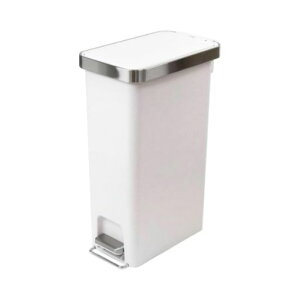 EKOゴミ箱ペダル式ハナスリムステップビンホワイト40Lふた付きインナーボックス無しEK6268-40L-WH