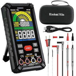 HinokamiNika2024新型MY129充電式テスターデジタル10000カウント、スマートデジタルマルチメーター手動&オートレンジ、導通ブザー付き検電テスター車、収納ケース付きサーキットテスター暗電…