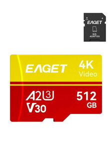 EAGET TF�J�[�h 512GB A2 V30 UHS-I U3 Class10 �ő�160MB/s �����f�[�^�]�� 4K����B�e�Ή� SD�ϊ��A�_�v�^�[�t �h���[���E�A�N�V�����J�����E�Q�[���@�E�X�}�[�g�t�H���Ή�