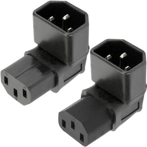 Xiatiaosann3ピン変換コネクタL字下向/上向き3ピンメス(IECC13)-3ピンオス(IECC14)電源ケーブル、PDUPSUUPS電源ケーブル電源拡張アダプタPCLCDLEDウォールマウント用、2本セット