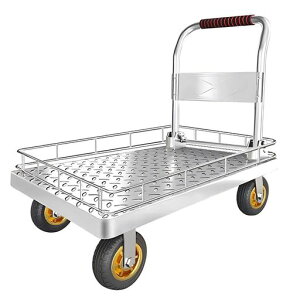 Splend-PlayReballカゴ台車バスケット台車メッシュ台車台車折りたたみスッキリ収納静音防滑機能付きキャスター付き持ち運び便利フラットベッドカート手押し台車サイズ:約72cmx48cm炭素鋼360度…