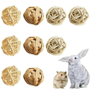 GOODCHIうさぎハムスターおもちゃ草編みのボールミニ天然素材ボール噛む運動不足解消ストレス解消小動物用9個セット(01)