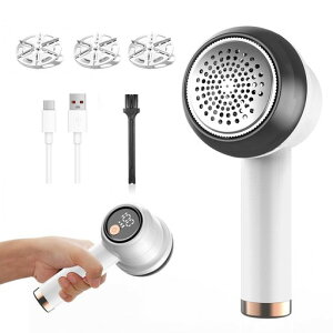 毛玉取り電動【2025年モデル毛玉取り】電動けだまとり毛玉クリーナー液晶ディスプレイ付き強力6枚刃3段階のスピード調整安全装置Type-C急速充電あらゆる洗濯物靴下衣類寝具カーペット替…