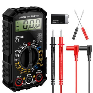 ANENGSZ308テスター、デジタル小型マルチメーター、スマート測定オートレンジDC電流、AC/DC電圧、抵抗、ダイオード、バズル、hFE値を測定、矩形波発生機能付き、家庭用工具用電気テスター…