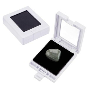 BENECREAT2個セットルースケース6.15x5cmジェムストーンディスプレイボックス宝石収納白いジュエリーケースクリア窓と留め具付き宝石箱天然石クリスタルピアス指輪黒いスポンジ付き