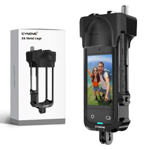 CYNOVAフレームForInsta360X4アルミ合金保護ケージケース拡張金属保護フレームinsta360X4アクセサリー、シリカゲルレンズカバー付きインスタ360X4保護カバー