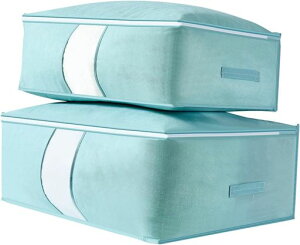 VECELO布団収納袋2枚セット(XL*2)大容量立てられる持ち手付透明窓付き不織布折りたたみ活性炭シート入ボックス収納バッグ布団収納ふとん収納ふとん用収納ケース羽毛布団収納ケース押入…