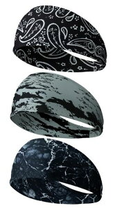 ヘアバンドメンズ額幅12cm2024夏新登場ヘッドバンドスポーツターバン風バンダナヘアターバン幅広汗止め抗菌・防臭伸縮性ヘアアレンジヘアアクセサリーお風呂・ヨガ・洗顔用3色Aセット