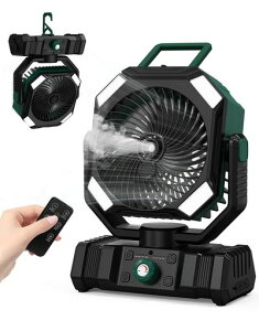 【2025新設計・ミスト機能】Shinmaxキャンプ扇風機ミストファン瞬間冷却20000mAh大風量冷感ひんやり無段階風量調整り3段階LEDライト充電式ファン小型水冷加湿リモコン付きコードレスTYPE-C充…