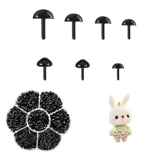 さし目ぬいぐるみ800個セット黒目目玉縫製手芸手作りDIY用ールアイドールメイキング目動物クラフト人形眼目玉動物鼻収納ケース付き(3mm/4mm/5mm/6mm/7mm)