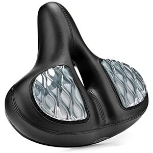 CXWXC自転車サドルゲルクッションお尻が痛くない超肉厚座り心地がよいビッグサドル穴あき防水ママチャリ/シティサイクルなど用(BG3400C-1A)