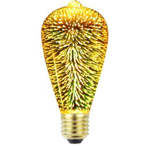 TIANFANエジソン電球花火3DLED電球AC85-265V装飾電球ST64テーブルランプ電球シーリングライト電球ナイト電球(金)
