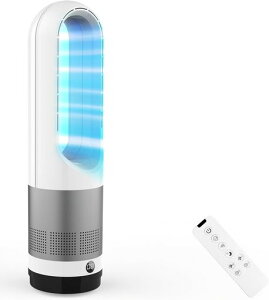 扇風機羽根なしタワーファン【2024アップグレード・節電対策】DCモーター省エネ節電8段階風量調整微風&強風モード100°自動首振り9時間タイマー設定静音羽なし扇風機大風量リモコン遠隔…