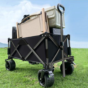 Vinnatsuキャリーワゴンブレーキ付き大容量150L高耐荷重300kg台車折りたたみ式キャンプカート軽量自立収納大型タイヤブレーキ付きキャンプ用品アウトドアキャンプレジャーBBQ運動会ワンタ…