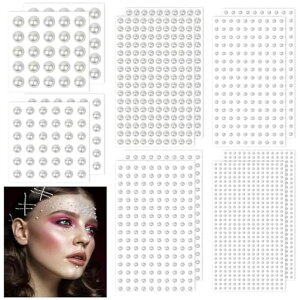 Honnydendパールシール1980粒入ラインストーンシール(デコシール)トーンステッカーフェイスステッカーアイメイクデコパーツネイルアートパーツ真珠顔面デコ携帯電話装飾自己粘着性化粧用…